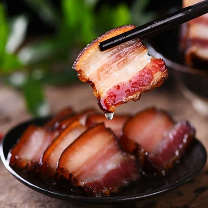 四川腊肉汉源骅楠皇木后腿肉500克柴火烟熏高山放养土黑猪肉食品